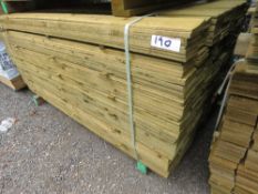 LARGE PACK OF TREATED FEATHER EDGE FENCE CLADDING TIMBER BOARDS, 1.8M LENGTH X 100MM WIDTH APPROX.