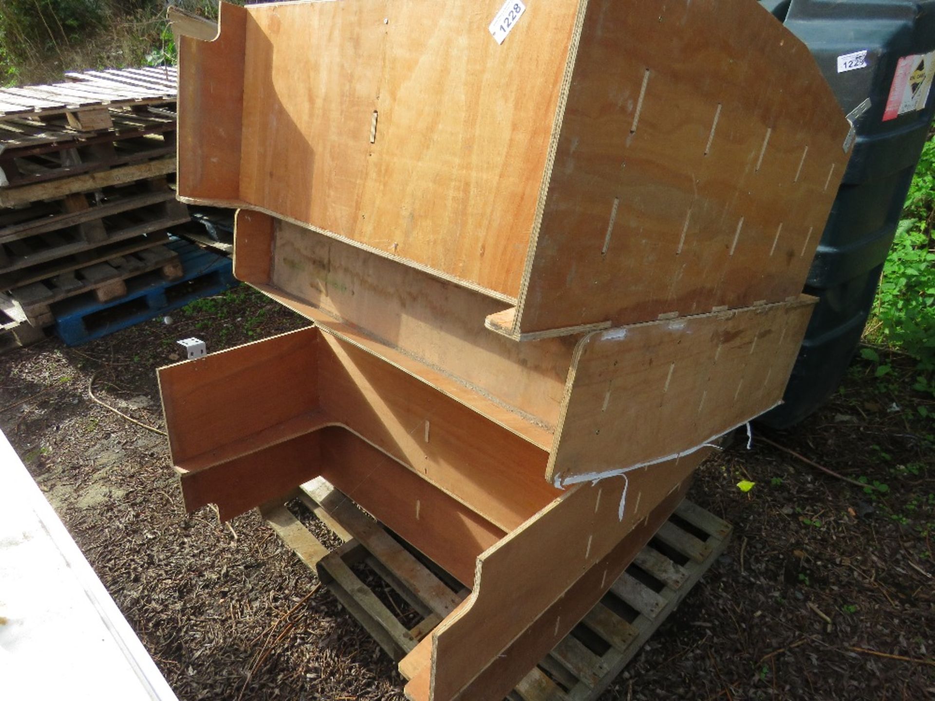 4 X WOODEN STORAGE RACKS.