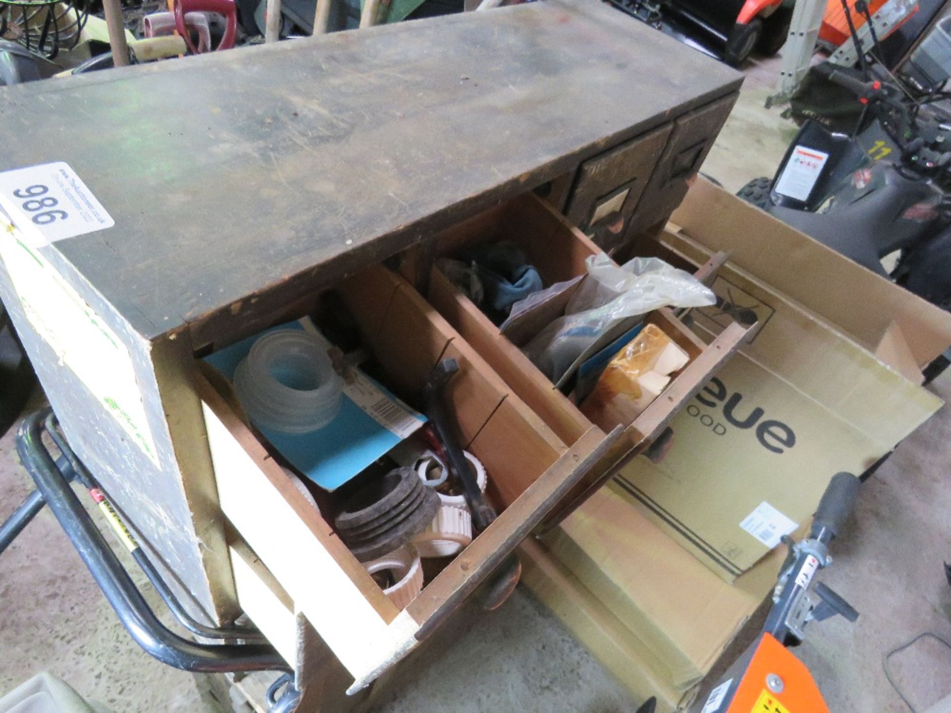 2 X OLD WOODEN CABINETS WITH CONTENTS OF SCREWS, FIXINGS ETC. THIS LOT IS SOLD UNDER THE AUCTIONE - Image 5 of 5