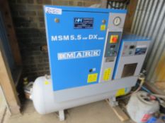 MARK MSM 5.5KW DXMINI AIR COMPRESSOR WITH AIR RECEIVER, YEAR 2017, 3198 REC HOURS. LOT LOCATION: E