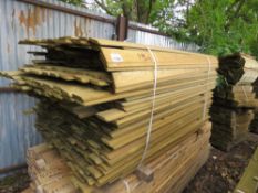 LARGE PACK OF TREATED SHIPLAP TIMBER CLADDING BOARDS: 1.75-1.9M LENGTH X 95MM WIDTH APPROX.