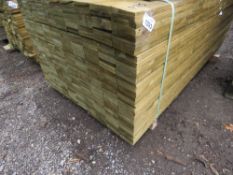 LARGE PACK OF TREATED FEATHER EDGE TIMBER CLADDING BOARDS: 1.75M LENGTH X 100MM WIDTH APPROX.
