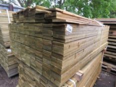 LARGE PACK OF TREATED FEATHER EDGE TIMBER CLADDING BOARDS: 1.75M LENGTH X 100MM WIDTH APPROX.