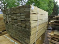 LARGE PACK OF TREATED FEATHER EDGE TIMBER CLADDING BOARDS: 1.2M LENGTH X 100MM WIDTH APPROX.