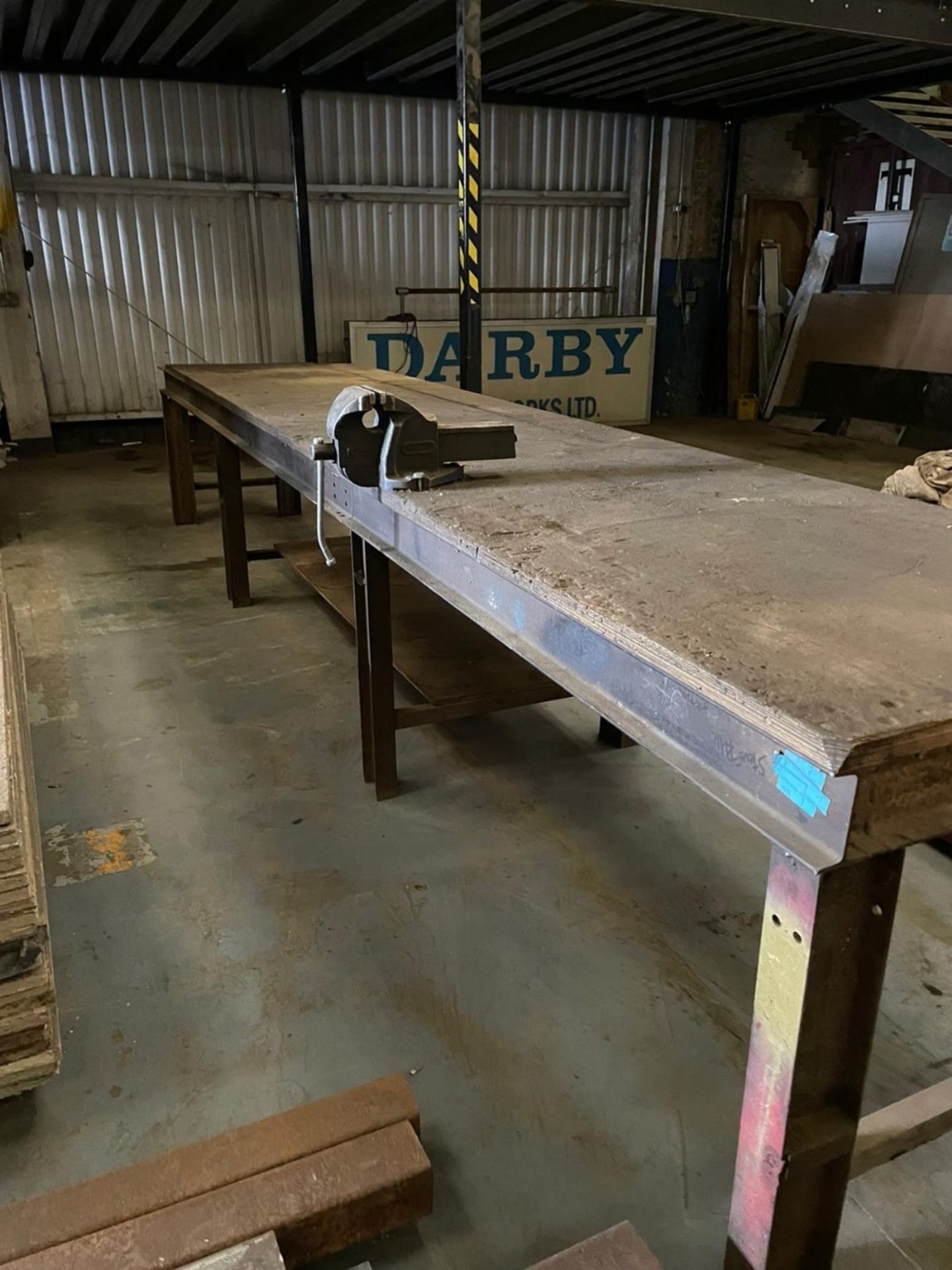 EXTRA LONG HEAVY DUTY WORKBENCH, 17FT X 3FT6" APPROX. LOT LOCATION: EMERALD HOUSE, SWINBORNE ROAD, - Image 2 of 3