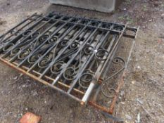3 X ORNATE WROUGHT IRON GATES: 2@1.2M WIDTH AND 1@1.8M WIDTH, 1.08M HEIGHT APPROX. THIS LOT IS SOLD