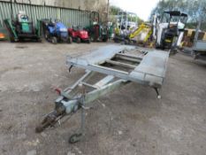 HEAVY DUTY TWIN AXLED VEHICLE TRANSPORT TRAILER, NO RAMPS, 12FT BED APPROX, 2.6TONNE RATED.