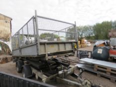 IFOR WILLIAMS TT126G TIPPING TRAILER WITH MESH CAGE SIDES ALL AROUND AND FULL LENGTH SKIDS. SN:SCK60