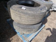 2 X SUPER SINGLE LORRY WHEELS AND TYRES 385-65R22.5.