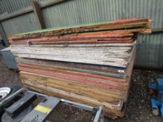 STACK OF APPROXIMATELY 70NO PRE USED PLYWOOD BOARDS. THIS LOT IS SOLD UNDER THE AUCTIONEERS MARGIN