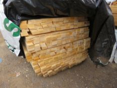 LARGE PACK OF UNTREATED WEDGE SHAPED TIMBER RAILS 1.8METRE LENGTH X 70X 40MM APPROX.