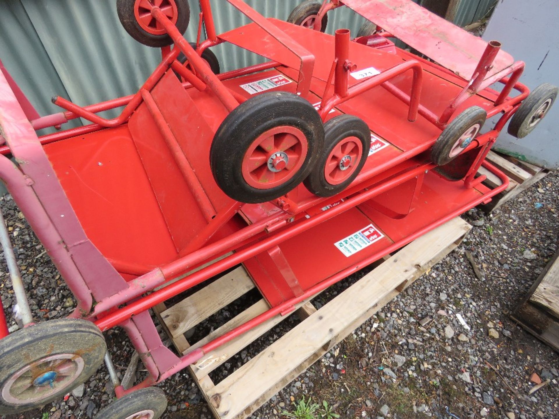 PALLET OF FIRE EXTINGUISHER TROLLEYS.