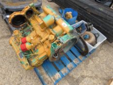 DIESEL FOUR CYLINDER DIESEL ENGINE AND PARTS FROM FORKLIFT.