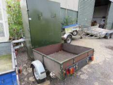 SINGLE AXLED TRAILER WITH STORAGE LOCKER, 1.25M X 1.85 OVERALL BED APPROX.