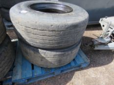 2 X SUPER SINGLE LORRY WHEELS AND TYRES 385-65R22.5.