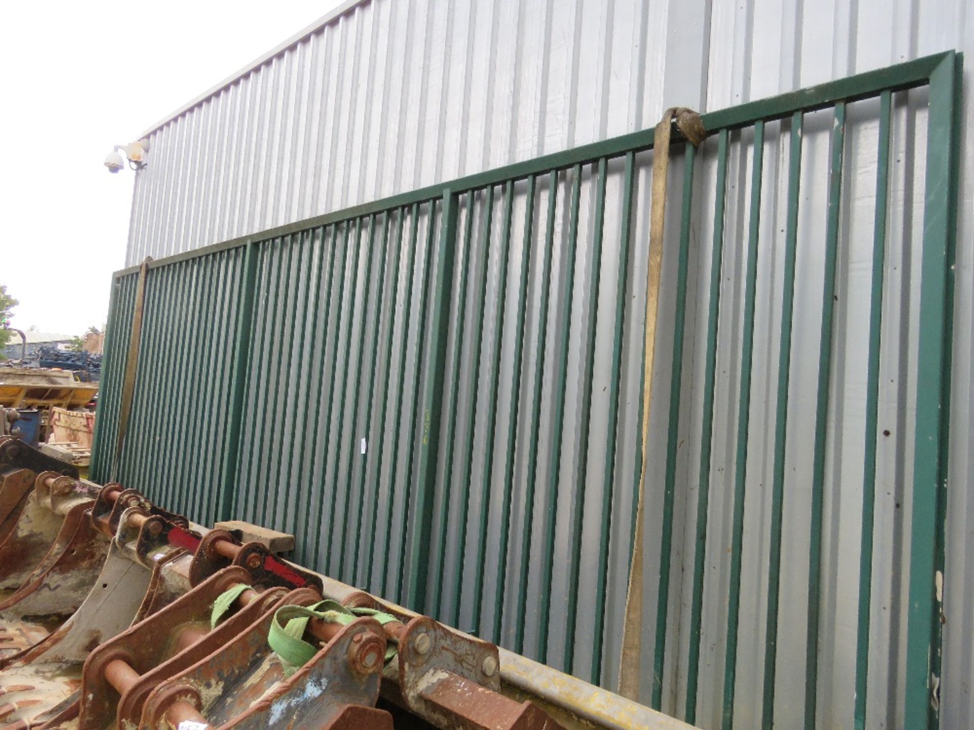 EXTRA LARGE SIZED HIGH SECURITY GREEN SLIDING YARD GATE, 3METRES HEIGHT X 8METRES LENGTH APPROX. LOT