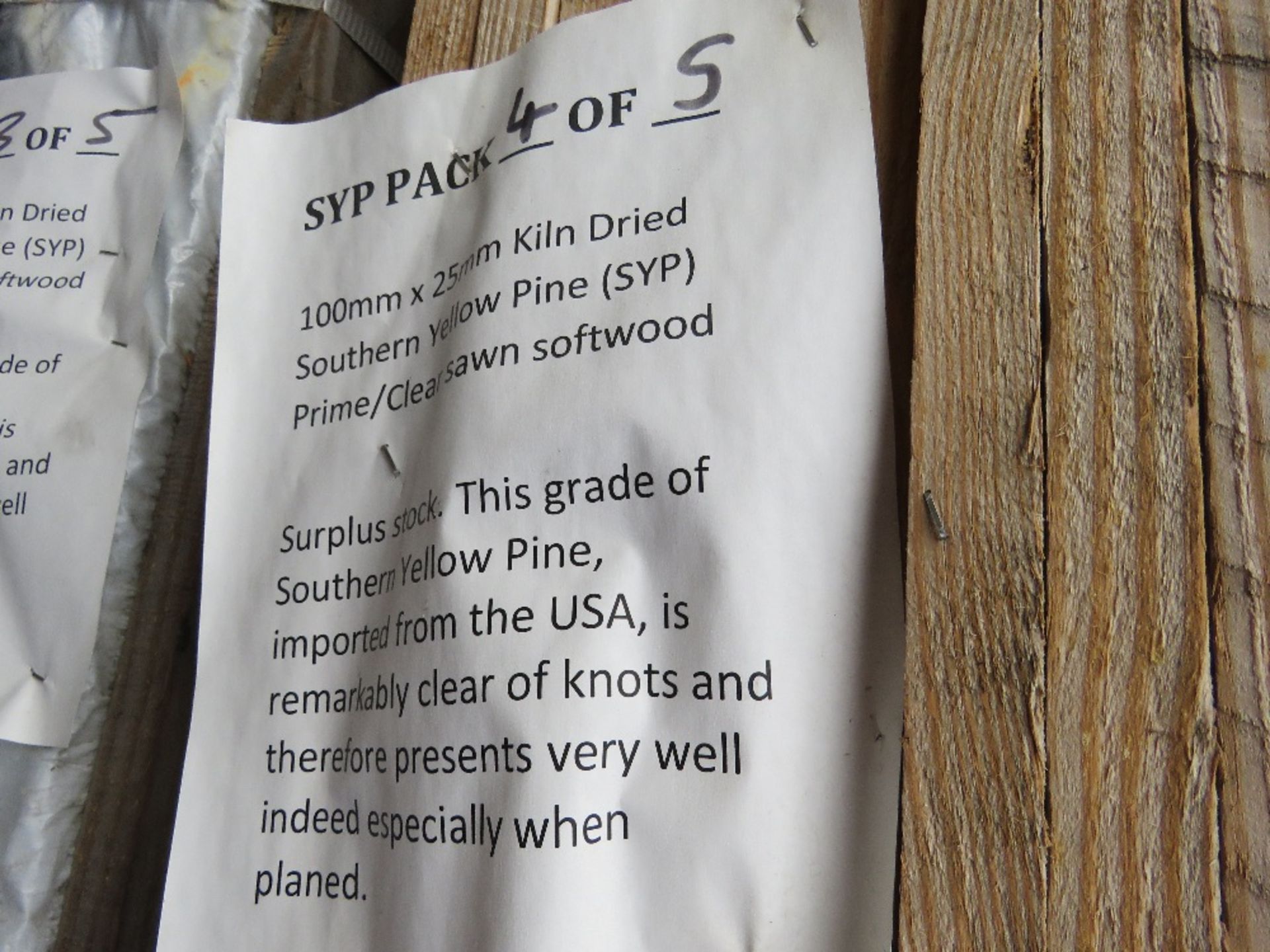 SMALL PACK OF UNTREATED SOUTHERN YELLOW PINE TIMBER BOARDS, 2.1M LENGTH X 100MM X25 WIDTH APPROX. - Image 3 of 3