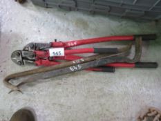 2 X BOLT CROPPERS PLUS 2 X CROWBARS. THIS LOT IS SOLD UNDER THE AUCTIONEERS MARGIN SCHEME, THEREFORE