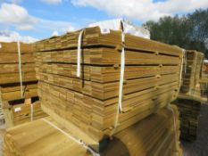 LARGE PACK OF TREATED HIT AND MISS FENCE CLADDING TIMBER BOARDS, 1.45M LENGTH X 95MM WIDTH APPROX.