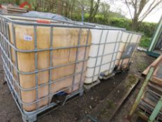 3 X IBC STORAGE CONTAINERS IN PALLET FRAMES. THIS LOT IS SOLD UNDER THE AUCTIONEERS MARGIN SCHEME