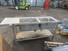 LARGE 2 BOWL STAINLESS STEEL SING UNIT. THIS LOT IS SOLD UNDER THE AUCTIONEERS MARGIN SCHEME, THE
