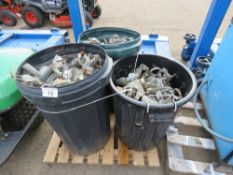 3 X DUSTBINS FULL OF ASSORTED SCAFFOLD CLIPS.