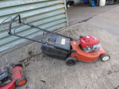 HONDA ENGINED MOWER WITH COLLECTOR. THIS LOT IS SOLD UNDER THE AUCTIONEERS MARGIN SCHEME, THEREFORE