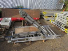 FOLDING ALUMINIUM TOWER WITH BOARD PLUS A MULTI POSITION LADDER. THIS LOT IS SOLD UNDER THE AUCTI