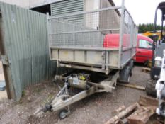 IFOR WILLIAMS TT126G TIPPING TRAILER WITH MESH CAGE SIDES ALL AROUND AND FULL LENGTH SKIDS. SN:SCK60