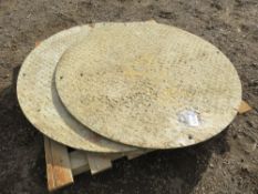3 X ROUND CHEQUER PLATE MANHOLE COVERS, 1M DIAMETER APPROX.