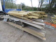 STACK OF ASSORTED FENCING TIMBERS PLUS DECKING ETC.