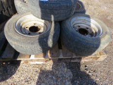 5 X IFOR WILLIAMS TYPE 185-60R12C TRAILER WHEELS AND TYRES.