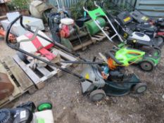 HAYTER PETROL MOWER, AN ELECTRIC HEDGE CUTTER AND A POWER TOOL. THIS LOT IS SOLD UNDER THE AUCTION