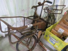 VINTAGE TRADE BICYCLE WITH FRONT AND REAR CARRIERS PLUS A STAND. RARE EXAMPLE??