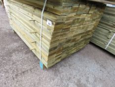 LARGE PACK OF FEATHER EDGE TREATED TIMBER CLADDING BOARDS, 1.5M LENGTH X 100MM WIDTH APPROX.