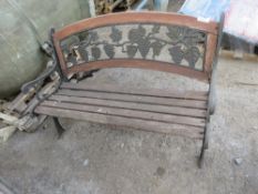 METAL FRAMED GARDEN BENCH.