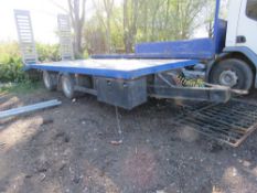 TWIN AXLED BEAVERTAIL PLANT TRAILER FOR LORRY OR TRACTOR TOWING, WITH REAR RAMPS, 14 TONNE RATED, AB