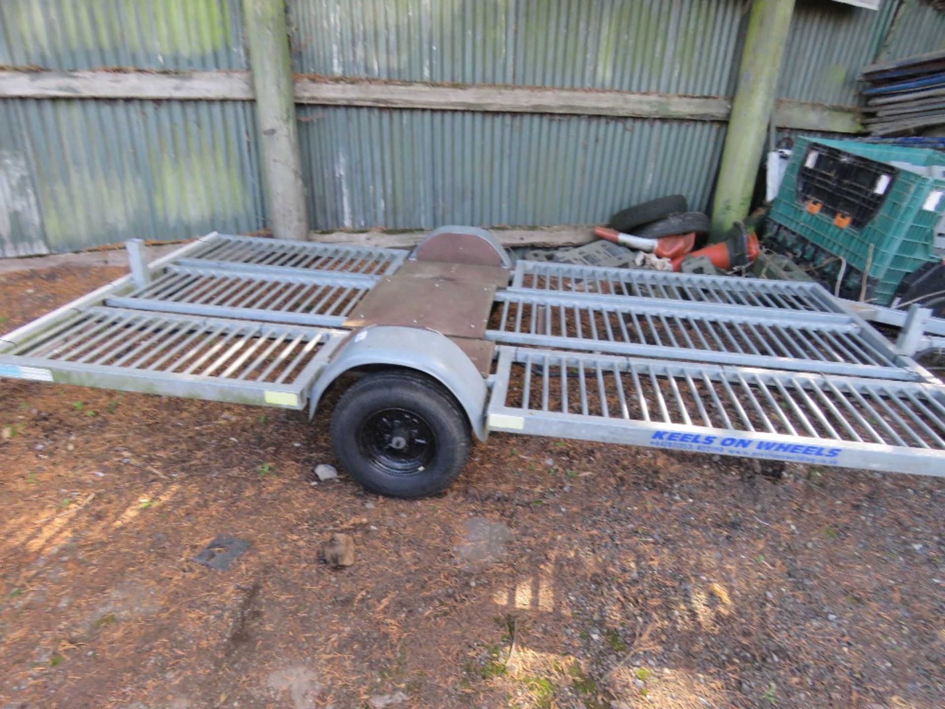 KEELS ON WHEELS FLAT BED SINGLE AXLED TRAILER WITH 3.65M X 1.83M DECK APPROX.