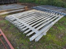 PAIR OF HEAVY DUTY PALISADE SITE GATES 2.4M WIDE EACH X 2.35M HEIGHT APPROX.