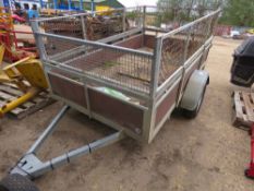 SINGLE AXLED TRAILER WITH SIDES, 7FT6" X 4FT APPROX. THIS LOT IS SOLD UNDER THE AUCTIONEERS MARGI