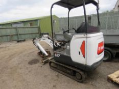 BOBCAT E17 RUBBER TRACKED MINI EXCAVATOR, YEAR 2018. WITH QUICK HITCH AND SET OF BUCKETS. SN:B27H130