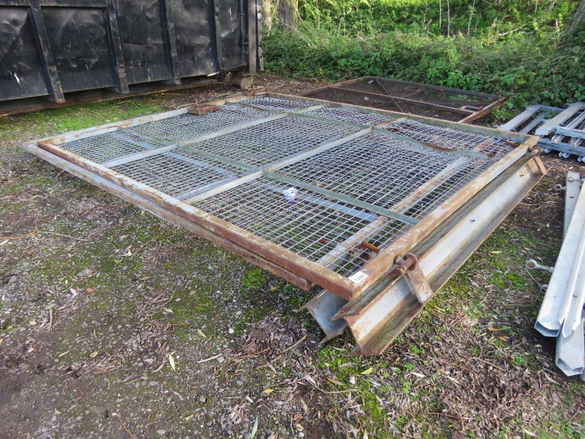 PAIR OF MESH COVERED SITE GATES 2.91M WIDE EACH X 2.5M HEIGHT APPROX.