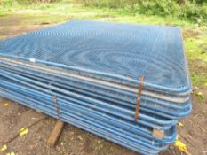 STACK OF 20NO EXTRA HEAVY DUTY ANTI CLIMB MESH COVERED FENCE PANELS. 2.4M HEIGHT X 2.5M WIDTH APPROX