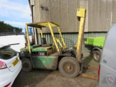 BOSS HEAVY DUTY DIESEL FORKLIFT TRUCK. WHEN TESTED WAS SEEN TO DRIVE STEER, LIFT AND BRAKE (WEAK BRA