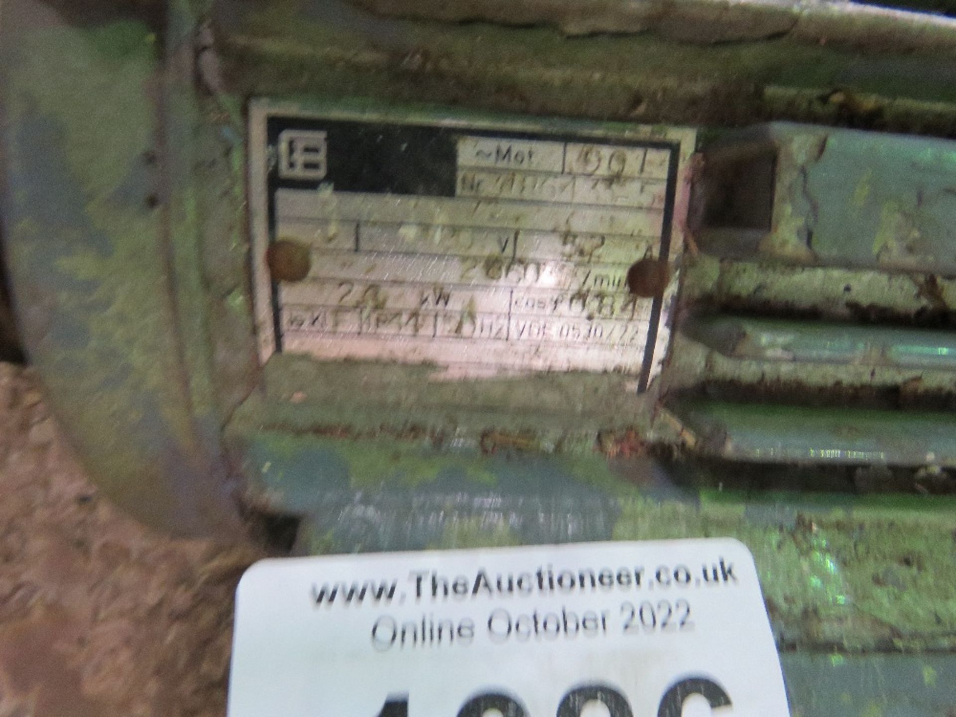 ELECTRIC MOTOR. THIS LOT IS SOLD UNDER THE AUCTIONEERS MARGIN SCHEME, THEREFORE NO VAT WILL BE CH - Image 2 of 2
