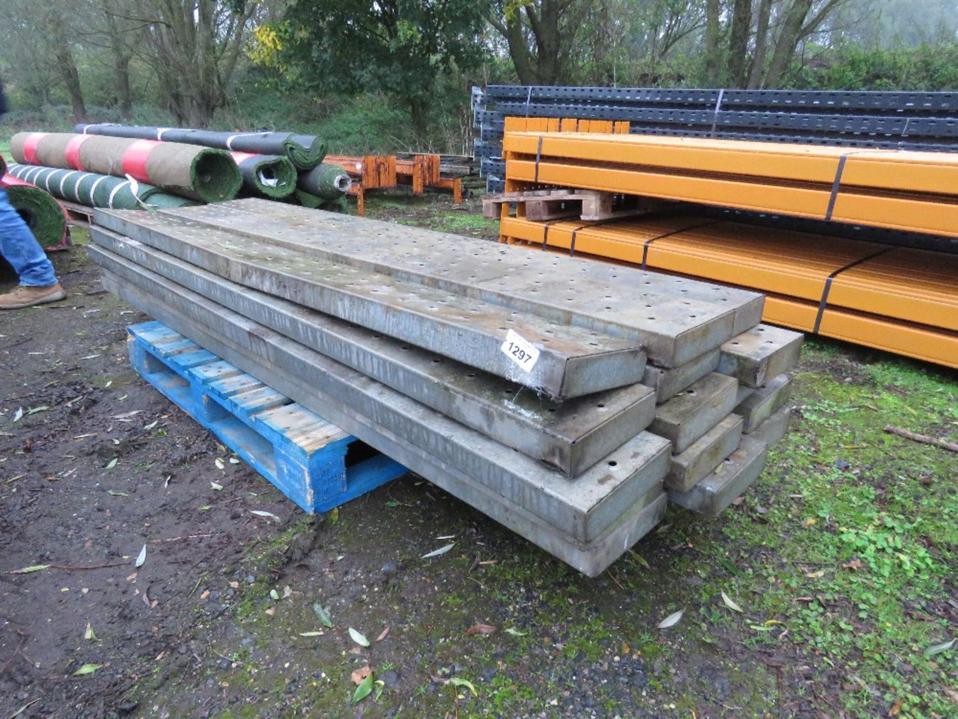 STACK OF 15NO GALVANISED SCAFFOLD BOARDS 8FT LENGTH APPROX.