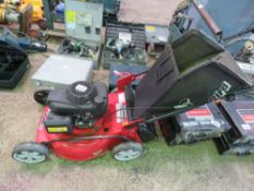 BLUE BIRD PETROL MOWER WITH COLLECTOR.