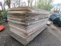STACK OF APPROXIMATELY 60NO PRE USED PLYWOOD SHEETS / BOARDS. THIS LOT IS SOLD UNDER THE AUCTIONE