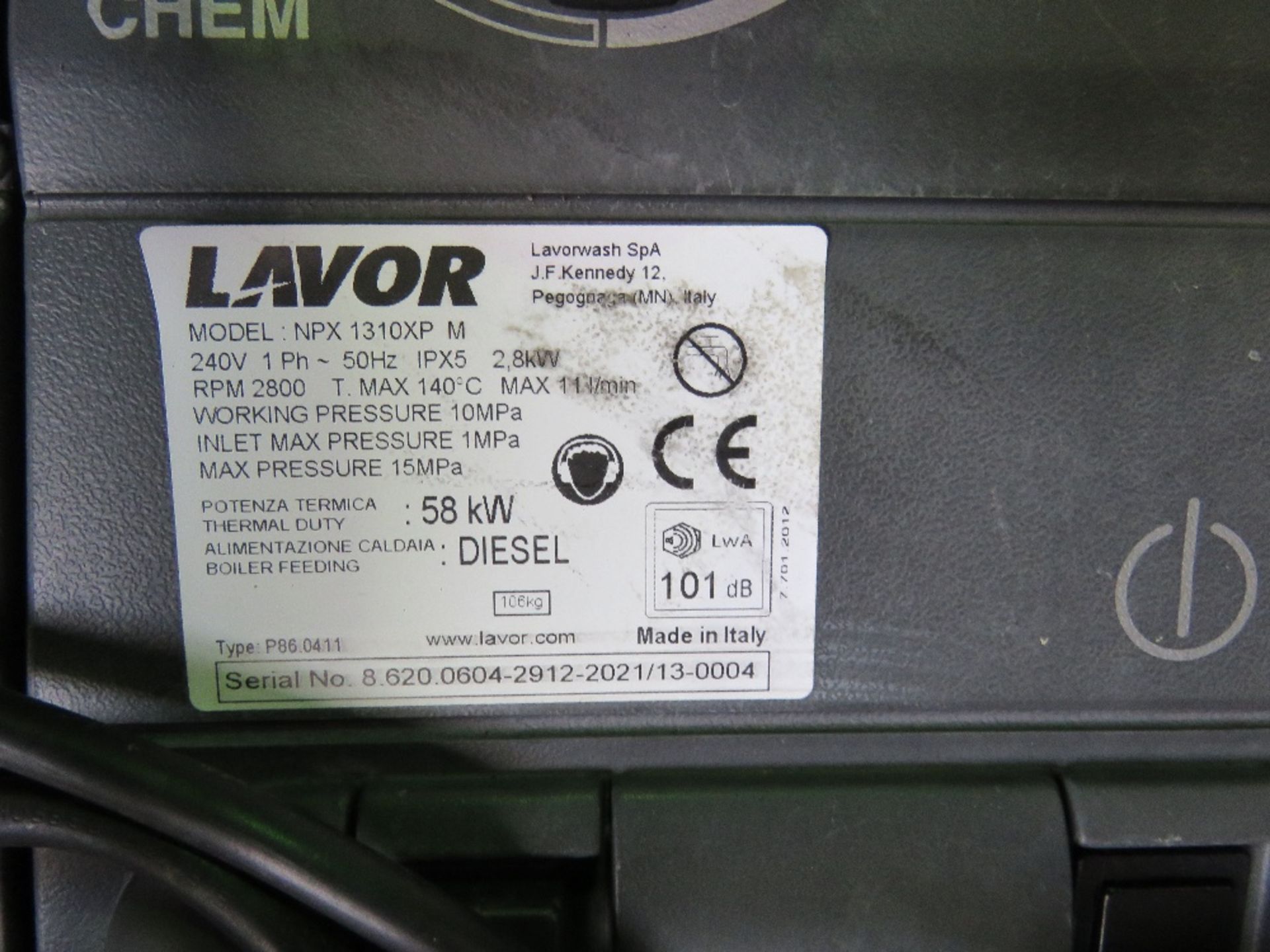 LAVOR 58KW PROFESSIONAL STEAM CLEANER, 240 VOLT, LITTLE USED SINCE PURCHASE IN SEPTEMBER 2021. WITH - Image 4 of 6