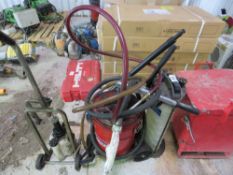 ASSORTED OIL DISPENSERS, BARROW AND PUMPS.